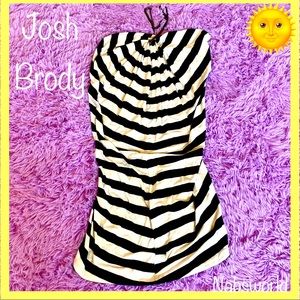 NWT:JOSH BRODY BLACK & WHITE STRIPED  DRESS with ADJUSTABLE CHAIN HALTER NECK🌞